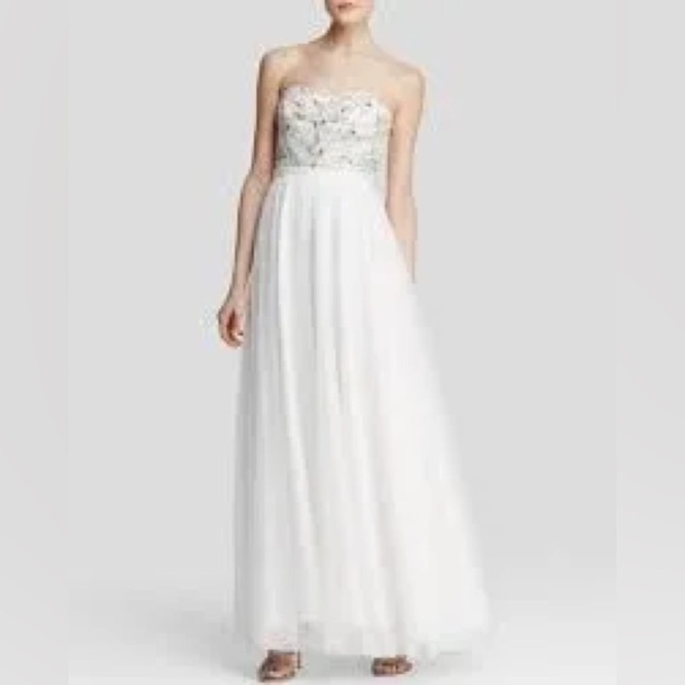Aidan Mattox Strapless Ivory Beaded Wedding Dress Size 2 NWT